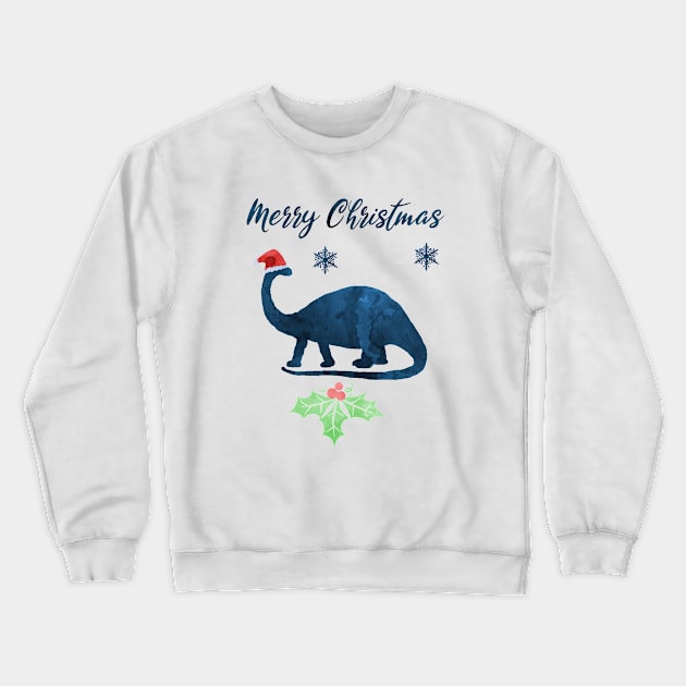 Christmas Dinosaur Brontosaurus Crewneck Sweatshirt by TheJollyMarten